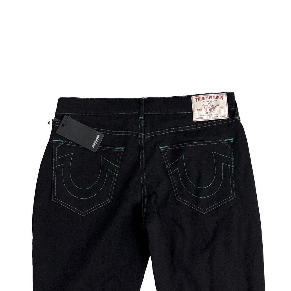 NWT True Religion Ricky SN Rinse Relaxed Straight Jeans Men`s Size 34x32 Black